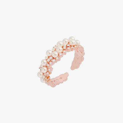 Bold cubic pearl ring